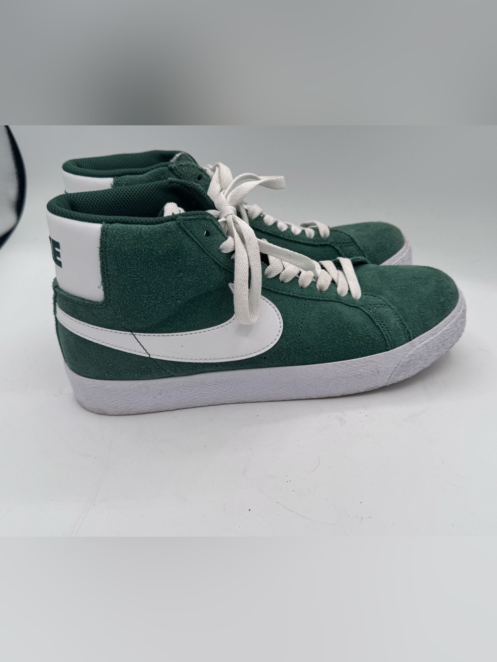 Nike Blazers Dark Green Suede Mid-Top Sneakers with White Swoosh